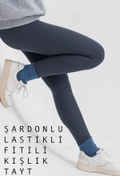 Resim Domoda İndigo Indigo Içi Polar, Lastikli, Şardonlu, Fitilli, Toparlayıcı Interlok Kışlık Örme Tayt @verona 