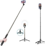 Resim Hobimtek Q6 Katlanabilir Çok Fonksiyonlu Selfie Tripod Vlog Uzaktan Kumandalı 4 In 1 Android Ios 