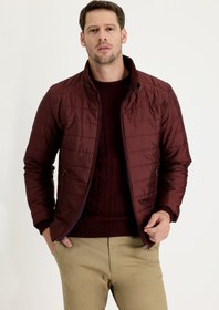 Resim Şarap Bordo Super Slim Fit Ekstra Dar Kesim Kapitone Spor Mont 