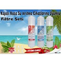 Resim Sulook Su Arıtma Filtre Seti 3'lü Inline Set. Kapalı Kasa Cihazlar İçin 