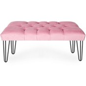 Resim Ünüvar Konsept Puf Bench Kapitoneli Açık Pembe Metal Ayaklık2 