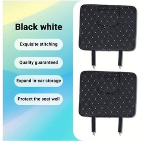 Resim Xuweiwei Black White 2pcs Araç Kolçak Koruyucu Saklama Cepli Anti-kick Mat Bmw 3 Serisi 2009-2012 Universal Dayanıklı 