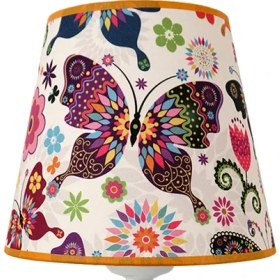 Resim Şenay Aydınlatma Çocuk Odası Masa Lambası Kumaş AbajurKelebek 