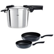 Resim Fissler Vitaquick Premium 6 Litre Düdüklü Tencere + Tava Set 