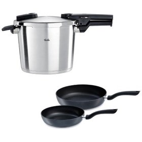 Resim Fissler Vitaquick Premium 6 Litre Düdüklü Tencere + Tava Set 