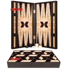 Resim Yenigün Trendy Tavla Takımı Geometrik Model Ceviz Büyük Boy 
