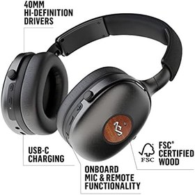 Resim Marley Positive Vibration XL ANC Kulak Üstü Gürültü Önleyici Kulaklık Kablosuz Bluetooth - Sürdürülebilir Malzemelerden Bluetooth Kulaklık, 35 Saat Oynatma, Mikrofon, ANC Kulaklıklar, Siyah 