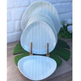 Resim Acar Bone Porselen Üçgen Model 7 Parça Pasta Takımı Yeşil 10338 