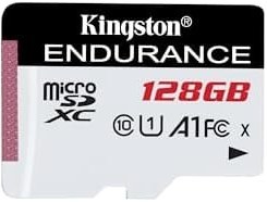 Resim Kingston High-Endurance 128GB microSD Hafıza Kartı, Güvenlik ve Araç Kameraları İçin 95MB/s-45MB/s Okuma ve Yazma UHS-1 SDCE/128GB, Siyah/Beyaz 