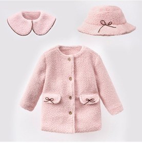 Resim Cumino Cute Kız Çocuk Şapkalı Kaban Pembe 