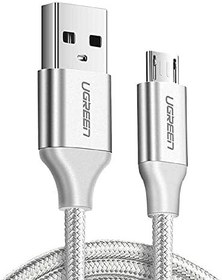 Resim Ugreen Örgülü Micro-USB & USB-A Data ve Şarj Kablosu, 1.5 Metre, Beyaz 