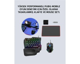 Resim MCM Group Mobil Uyumlu Klavye Mouse Seti – Pubg ve Fps Oyunları Için 5'i 1 Arada Oyun Kiti 