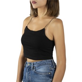 Resim Veaven Kadın Siyah Ip Askılı Crop Top Büstiyer Bluz Atlet Siyah 