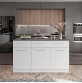 Resim Zeus Mutfak Adası -alt Modül-2 Çekmeceli 3 Kapaklı- 150 Cm Beyaz -tezgah Dahil Antrasit 