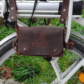 Resim Sumerian Wallet Deri Bisiklet , Motosiklet Çantası Kahverengi ( Deri Kartlık Hediye) 