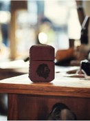 Resim Made in Craft El Yapımı Deri Kaplama Zippo Çakmak Aslan Baskılı 