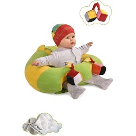 Resim Oyuncaklı Bebek Oturma Destek Minderi - Devrilmez Bebek Koltuğu - Büyük Bebek Oturağı Yeşil Sarı 
