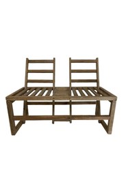 Resim Rusthing Doğal Ahşap Çift Yönlü Bahçe Aşk Bankı 110x48 Cm Bench Sandalye Dış Mekan Teras Tik Rengi 