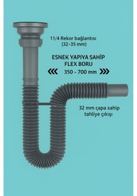 Resim Gri Körüklü Lavabo Sifon Seti Adaptör Conta + Sifon Kelepçesi D 