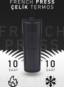 Resim İkon store French Press Özellikli 450ml Siyah Çelik Termos 