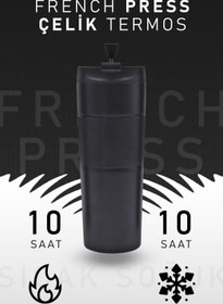 Resim İkon store French Press Özellikli 450ml Siyah Çelik Termos 