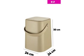 Resim Tutma Saplı Iç Kovalı Tezgah Üstü Mutfak ve Banyo Çöp Kovası 8 Lt - Latte 