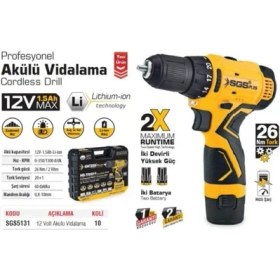 Resim Sgs 5131 Profesyonel Akülü Vidalama 12 Volt 1.5 Amper 