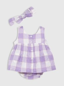 Resim GAP Kız Bebek Lila Kareli Outfit Set 