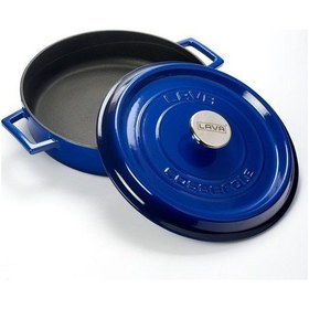 Resim Lava Döküm Çok Amaçlı Yayvan Tencere 28 CM Mavi 
