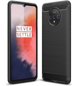 Resim Microcase Oneplus 7t Brushed Carbon Fiber Silikon Kılıf - Siyah 
