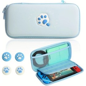 Resim Cloud011 Mavi Nintendo Switch Taşınabilir Pembe Kedi Pençe Kılıf 12 Oyun Yuvası 