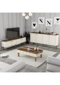 Resim Bohem 3 Lü Salon Takımı - Krem Krem 