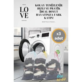 Resim Easyso Çamaşır Yıkama Filesi 3 Adet 40X60CM Çorap Çamaşır Perde Yıkama Filesi 