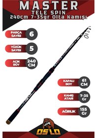 Resim 3000 240cm 7-35gr Master Tele Turna Spin Olta Takımı Seti 