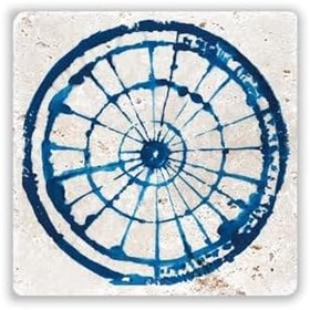 Resim Oscar Stone Decor Doğaltaş Baskılı Bardak Altlığı Tile Desen Dsn20-2 