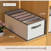 Resim Youtek Kumaş Dolap Çekmecesi - Ev İçi Giyim Organizasyon Kutusu 6 Bölmeli Büyük Boy 44x25x17 Cm Gri Renk Diğer 