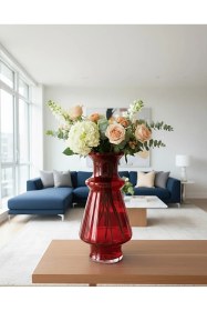 Resim Büyük Vazo Seçenekli Kırmızı Renkli Kırmızı 