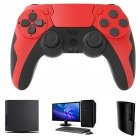 Resim Kırmızı Siyah-p48 Altı Eksenli Jiroskop Oyun Denetleyicisi İle Kablosuz Gamepad Ps4 Ps3 Konsolu Windows 7 8 10 Çift Titreşim Pc Joystick 
