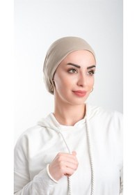 Resim Hürrem Bone Vizon Pratik Hazır Geçmeli Tesettür Bone Viskon Kumaş Sade 3003_1 Vizon 