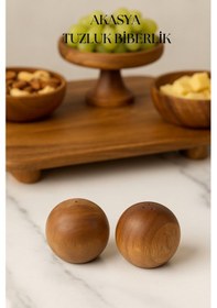 Resim Akasya 2 Li Top Tuzluk Biberlik Seti - Şık Ve Doğal Ahşap 