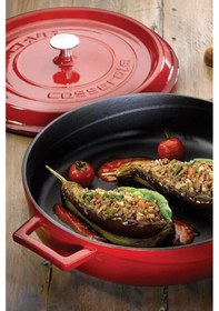 Resim Lava Döküm Çok Amaçlı Yayvan Tencere Trendy Serisi Çap Ø 28cm - Kırmızı 