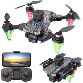 Resim C19s Drone 5g Fpv Kamera Fırçasız Motor Optik Akış Rgb Işıklı Katlanabilir Drone 