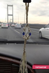 Resim TOPTANFONİ Kristal Kaya Tuzu Nazar Boncuklu Dikiz Aynası Süsü 