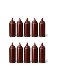 Resim Sosluk Sıkma Şişesi 10 Adet 250 Ml Bpa Free Barbekü/çikolata Sos Şişesi Endüstriyel Kullanım Kahverengi 