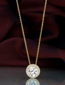 Resim Kara Jewelry Kadın Gümüş Taşlı Yuvarlak Fantezi Altın Kaplama Kolye 925 Ayar 