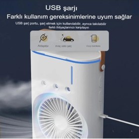Resim VOOKA Işıklı Spreyli Vantilatör Buzlu Buharlı Vantilatör Büyük Fan Nemlendirici Klima Soğutucu Çift Fanlı 