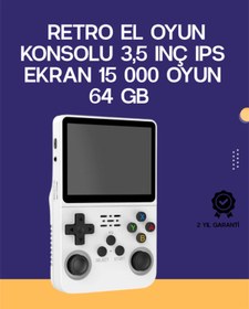 Resim ZERO LAND HN-SHOP R36S Retro El Konsolu 64 GB – 15.000 Oyun, Geniş Platform Desteği, 3.5” IPS Ekran 