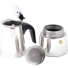 Resim 4 Bardak Paslanmaz Çelik Moka Pot Siyah Saplı Manuel Espresso Makinesi Indüksiyon Uyumlu Ev Ve Kamp 