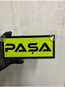 Resim Yeşil Renk Üzeri Siyah Renk Paşa Yazılı Vantuzlu Cam Süsü 