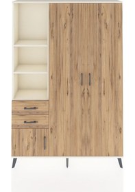 Resim Arges Dolap 5 Raflı 2 Çekmeceli Tek Askılı 132x30x195 Aytaşı-çam/çam Atlas Çam/atlas Çam 